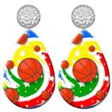 20 styles Baseball  basketball Volleyball  Flag  Acrylic Painted stainless steel Water drop earrings