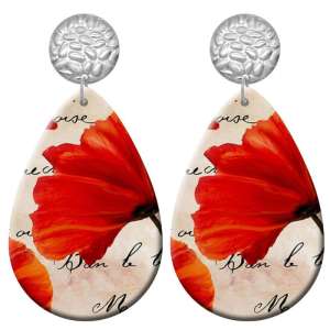 20 styles Flower  Acrylic Painted stainless steel Water drop earrings
