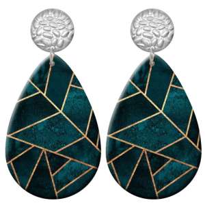 20 styles Green Pretty pattern  Acrylic Painted stainless steel Water drop earrings