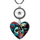10 styles Halloween skull resin Painted Metal Pendant  20MM Snaps button jewelry wholesale