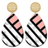 20 styles Pink  pattern  Acrylic Painted stainless steel Water drop earrings