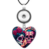 10 styles Halloween skull resin Painted Metal Pendant  20MM Snaps button jewelry wholesale