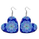10 styles love resin Bohemia Flower  pattern stainless steel Painted Heart earrings