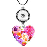 10 styles Colorful Flower pattern resin Painted Metal Pendant  20MM Snaps button jewelry wholesale