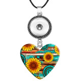 10 styles Western cowboy sunflower resin Painted Metal Pendant  20MM Snaps button jewelry wholesale
