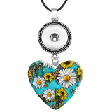 10 styles butterfly Western cowboy sunflower resin Painted Metal Pendant  20MM Snaps button jewelry wholesale