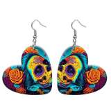 10 styles love resin Halloween skull pattern stainless steel Painted Heart earrings