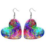 10 styles love resin Flower  Colorful  pattern stainless steel Painted Heart earrings
