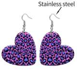 10 styles love resin Leopard print pattern stainless steel Painted Heart earrings