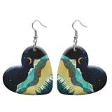 10 styles love resin Sunset moon pattern stainless steel Painted Heart earrings