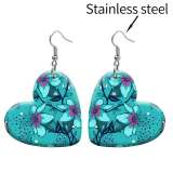 10 styles love resin Flower pattern stainless steel Painted Heart earrings