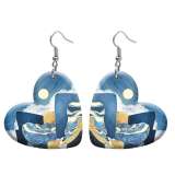 10 styles love resin Sunset moon pattern stainless steel Painted Heart earrings