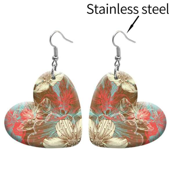 10 styles love resin Butterfly Flower pattern stainless steel Painted Heart earrings