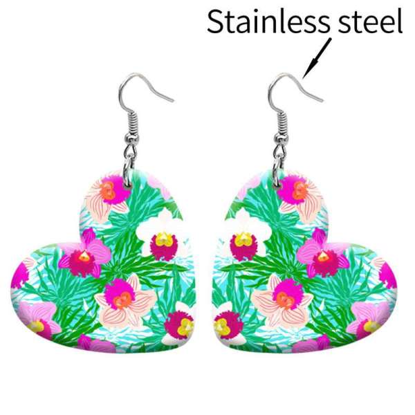 10 styles love resin Flower pattern stainless steel Painted Heart earrings