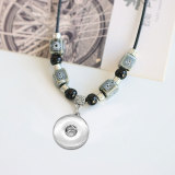 Beaded ceramic adjustable length necklace fit  20MM Snaps button jewelry wholesale