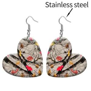 10 styles love resin branch pattern stainless steel Painted Heart earrings
