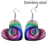 10 styles love resin Colorful  pattern stainless steel Painted Heart earrings