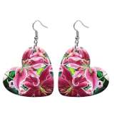 10 styles love resin Flower sunflower pattern stainless steel Painted Heart earrings