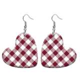 10 styles love resin Cloth plaid pattern stainless steel Painted Heart earrings