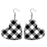 10 styles love resin Cloth plaid pattern stainless steel Painted Heart earrings
