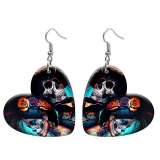 10 styles love resin Halloween skull pattern stainless steel Painted Heart earrings