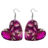 10 styles love resin Flower pattern stainless steel Painted Heart earrings