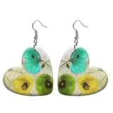 10 styles love resin Flower sunflower pattern stainless steel Painted Heart earrings