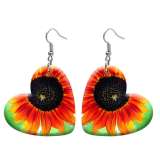 10 styles love resin Flower sunflower pattern stainless steel Painted Heart earrings