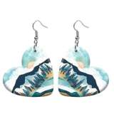 10 styles love resin Sunset moon pattern stainless steel Painted Heart earrings