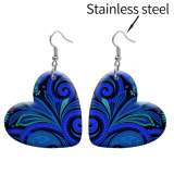 10 styles love resin Bohemia pattern stainless steel Painted Heart earrings