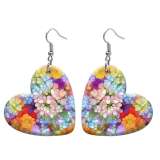 10 styles love resin Flower pattern stainless steel Painted Heart earrings