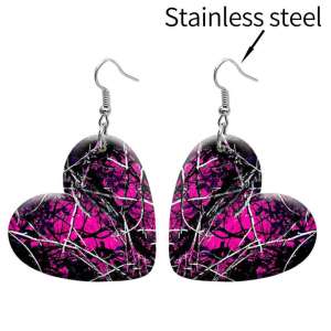 10 styles love resin branch pattern stainless steel Painted Heart earrings