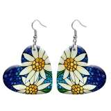 10 styles love resin Flower pattern stainless steel Painted Heart earrings