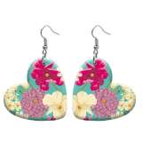 10 styles love pattern resin Flower pattern stainless steel Painted Heart earrings