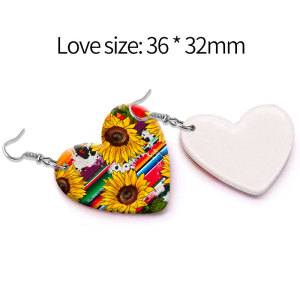 10 styles love resin Cloth plaid pattern stainless steel Painted Heart earrings