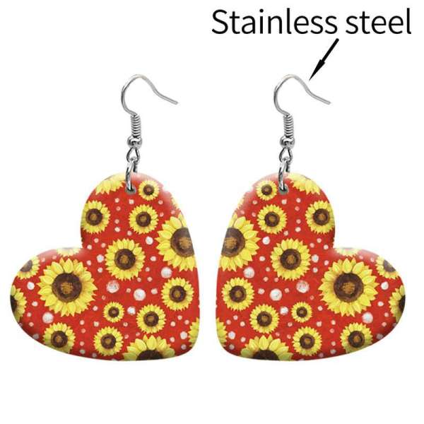 10 styles love resin Flower pattern stainless steel Painted Heart earrings