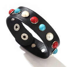 Genuine leather Turquoise inlaid leather bracelet