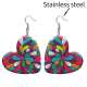 10 styles love resin Bohemia Flower  pattern stainless steel Painted Heart earrings