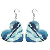 10 styles love resin Sunset moon pattern stainless steel Painted Heart earrings