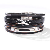 Multi-layer magnetic absorption pu eight-letter infinite symbol leather bracelet