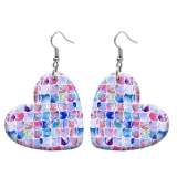10 styles love resin Colorful fish scale pattern stainless steel Painted Heart earrings