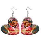 10 styles love resin Flower sunflower pattern stainless steel Painted Heart earrings