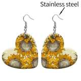 10 styles love Flower pattern  resin Cartoon pattern stainless steel Painted Heart earrings