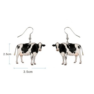 Printed Acrylic Cow Earrings