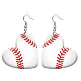 10 styles love resin rugby Baseball  Volleyball Hockey Basketball stainless steel Painted Heart earrings