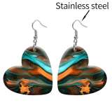 10 styles love resin marble pattern stainless steel Painted Heart earrings