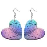 10 styles love resin Colored leaves pattern stainless steel Painted Heart earrings