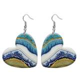 10 styles love resin marble pattern stainless steel Painted Heart earrings