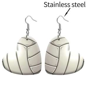 10 styles love resin rugby Baseball  Volleyball Hockey Basketball stainless steel Painted Heart earrings