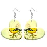 10 styles love resin Cartoon bird pattern stainless steel Painted Heart earrings